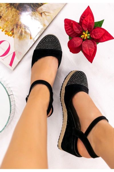 

women's black suede beads embroidered sandals