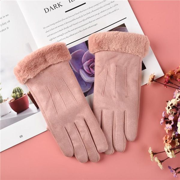 

five fingers gloves warm cotton for spring and autumn. cold proof in winter. touch screen cute driving outdoors, Blue;gray