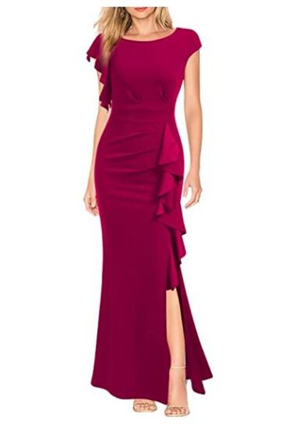 Mantel ärmellose Bodenlangen Frauen Split Prom Dress Spandex Abend Cocktail Lange Kleider