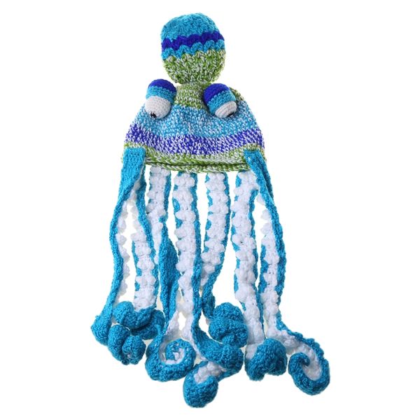 

halloween weave knitted beanie hat funny gradient ocs tentacle cosplay, Blue;gray