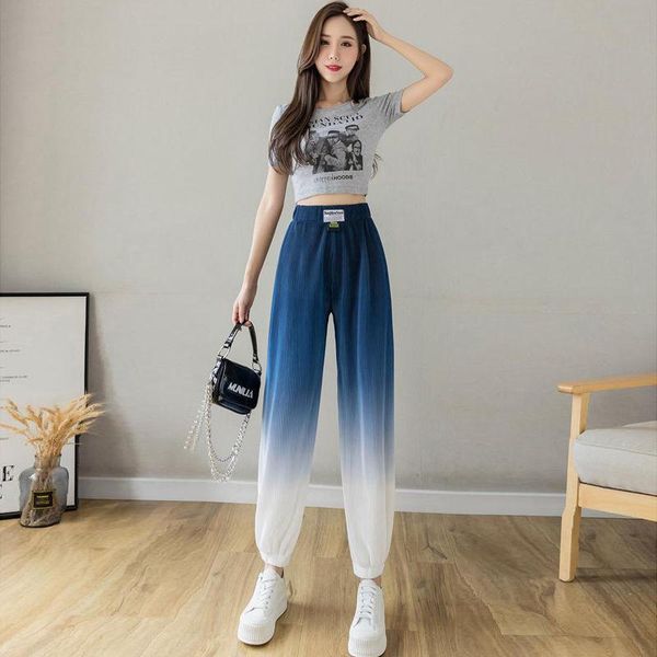 

women's pants & capris woman jeans sportswear summer loose legged 2021 high waist drop change color pantalones vaqueros mujer, Black;white