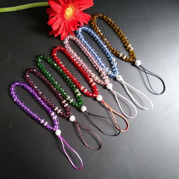 

crystal cell phone straps short lanyard chain small beads lanyards wrist strap for phones case 97154