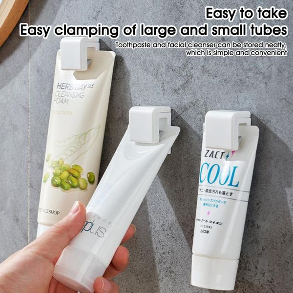

bath accessory set self adhesive toothpaste rack hanging holder facial cleanser clip wall mount stand organizer bathroom accessories home st