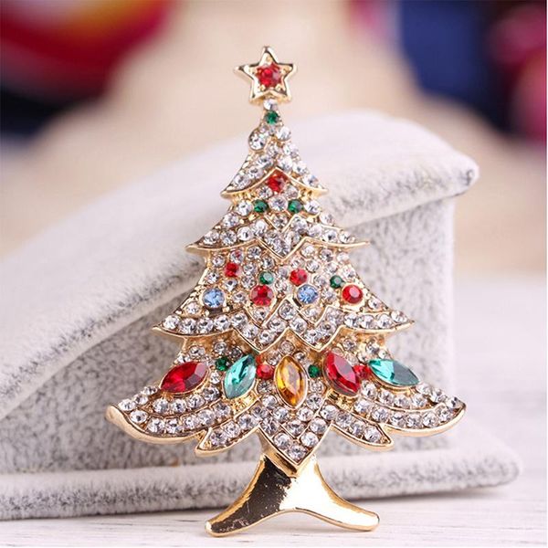 

pins, brooches christmas tree for women rhinestone inlay fashion jewelry festival brooch pins good gift winter coat cap, Gray