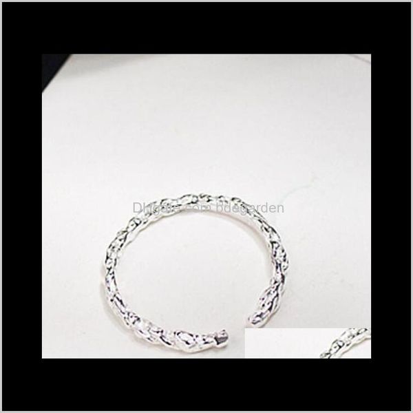 

band jewelry drop delivery 2021 jewlery s925 sterling sier wrinkle geometry thin open rings for women fashion of 9bwuz, Silver