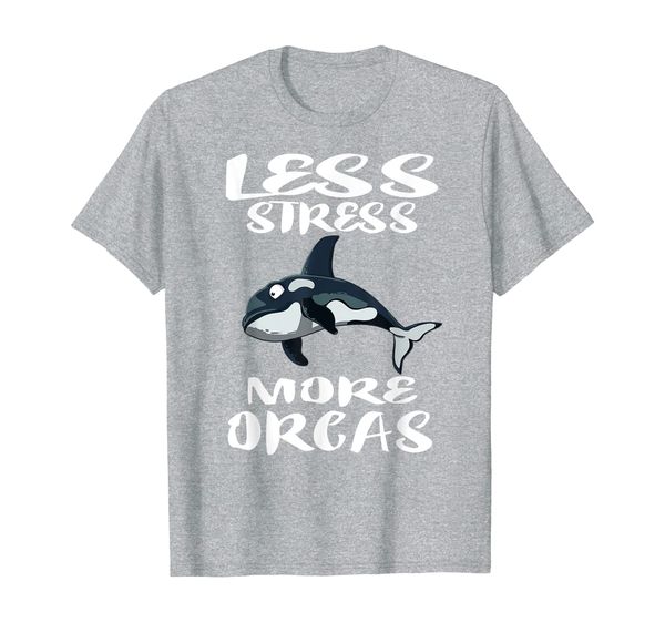 

less stress more orcas orca whale gift t-shirt, White;black