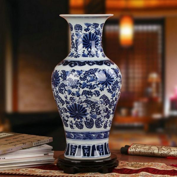 

vases jingdezhen ceramic vase hand-painted blue and white porcelain flower modern chinese household decoration