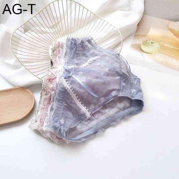 

han feng sweet hollow mesh love color contrast lace lovely breathable bow girl underwear, Black;pink