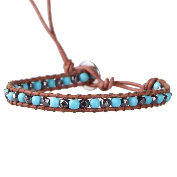 

beaded, strands kelitch handmade 4mm beaded bracelet natural stone strand cuff bangles leather rope chain undefined bracelets jewelry, Black