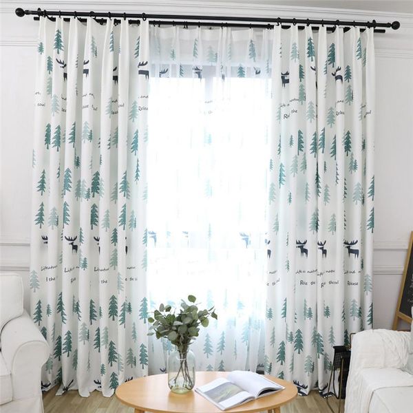 

curtain & drapes nodric elk print bedroom curtains christmas tree decoration living room kitchen cafe valances window door pane