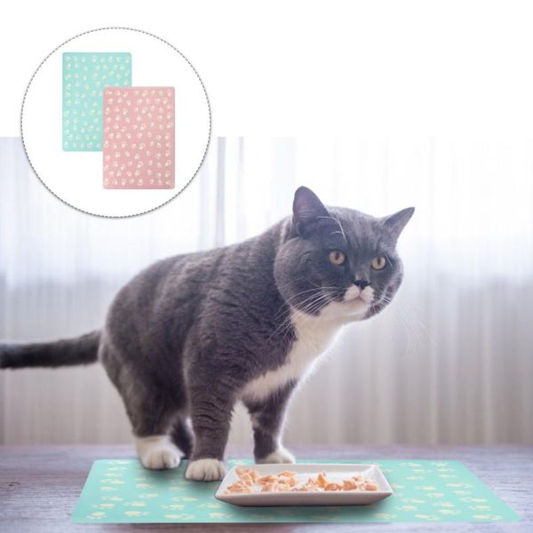 

kennels & pens 2pcs pet dish pad dog food water bowl placemat cat feeding mat cushion non-slip waterproof leakage