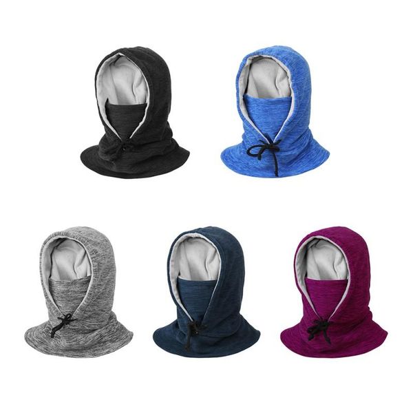 

cycling caps & masks winter balaclava for men women bicycle thermal fleece windproof warm cap hood hat face beanies neck warmer helmet, Black