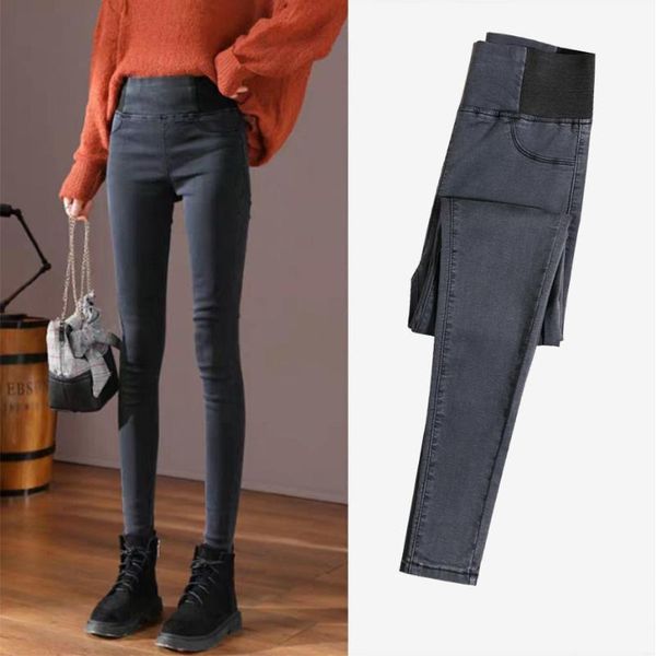 

women's jeans woman pants autumn winter black high waist tight skinny pantalones vaqueros mujer, Blue