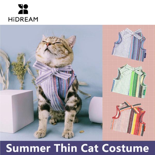 

cat costumes hidream summer thin costume pet clothing for small large dog short sleeve striped shirt