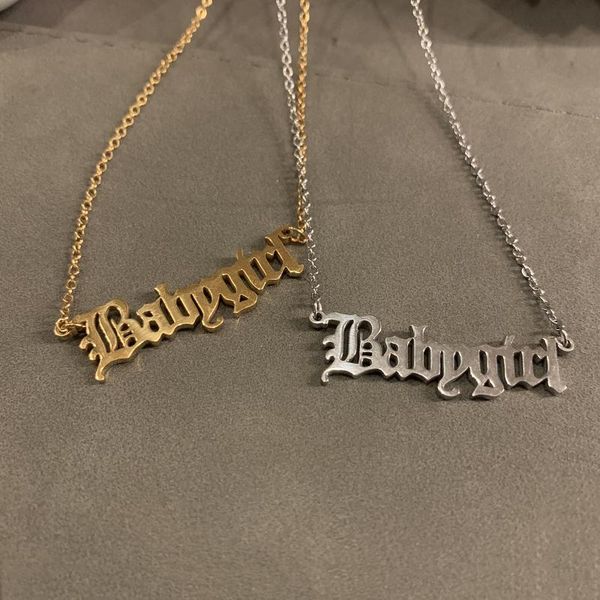 

pendant necklaces fashion gothic initial alphabet jewelry babygirl angel letter necklace wholesale stainless steel girl women zodiac, Silver