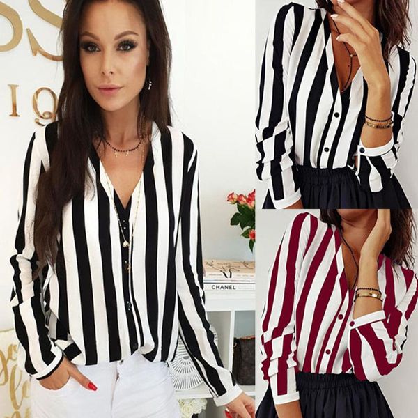 

women's blouses & shirts blouse women casual striped female loose blusas autumn fall ladies office sexy, White