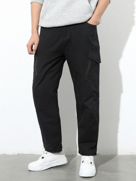 

men zip detail utility pocket pants y2tb#, Black