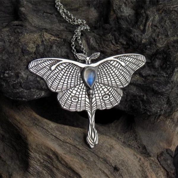 

pendant necklaces vintage moth necklace butterfly crystal chain for women party statement jewelry female collar, Silver
