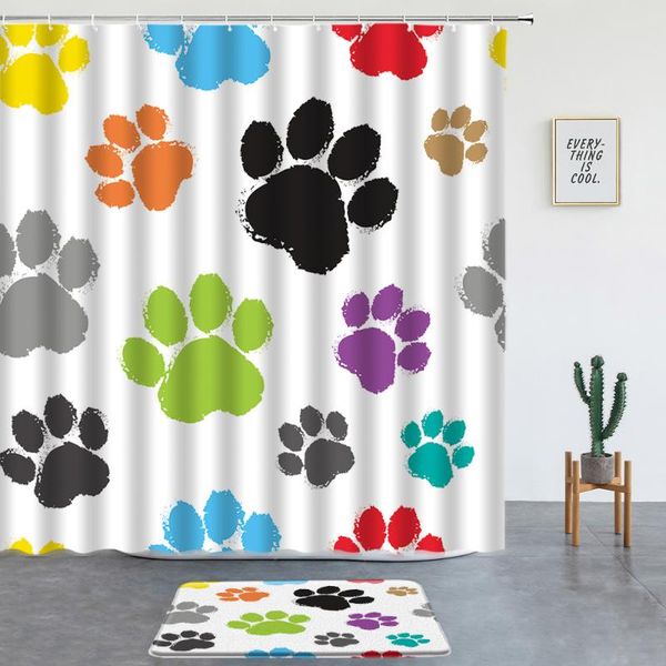 

shower curtains fun cat and dog color print set child room decoration rug bath mats bathroom screen entrance door mat carpet
