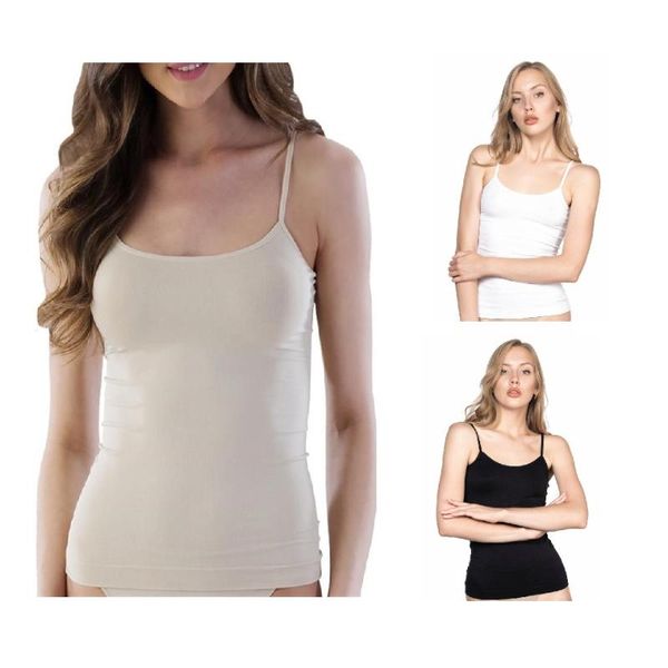 

camisoles & tanks madem seamless thin strap women's long sleeveless undershirt body shaper waist trainer slimming women underwear, Black;white