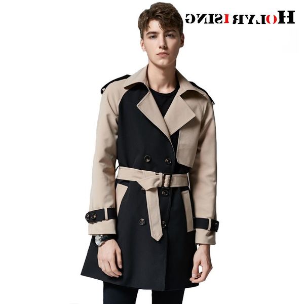 

men's trench coats men coat british style classic jacket double breasted male s-6xl fashion outwear 18986, Tan;black