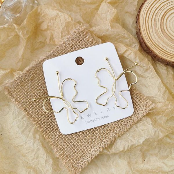 

korean design fashion jewelry exaggerated large metal lines winding smart golden butterfly earrings modern female stud, Golden;silver