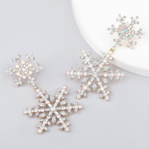 

dangle & chandelier jijiawanhua trend ladies rhinestone snowflake pendant earrings modern jewelry party dress accessories, Silver
