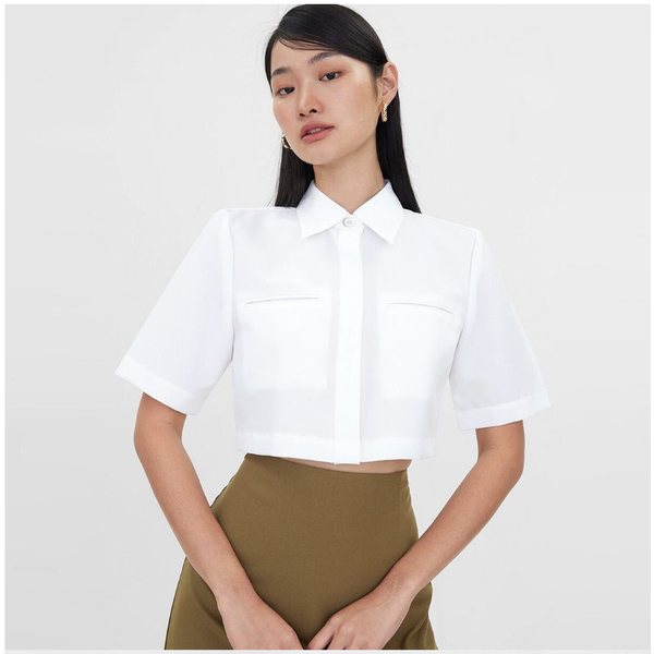 

women's blouses & shirts 2021 summer blouse short-sleeved solid color casual turn down collar fashion loose elegant ladies navel short, White