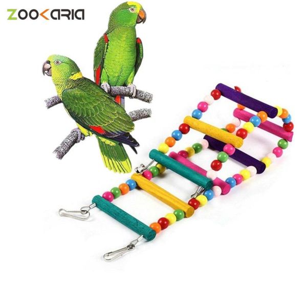 

bird ladder toys for parrot pet swings chew hanging bridge wooden rainbow cockatiel conure parakeet macaw budgie other supplies