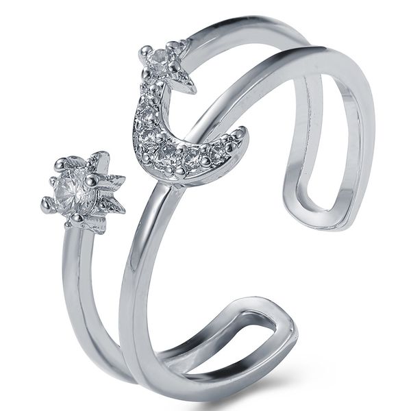 

ring star moon double cross opening red ins cold wind simple single female index finger ring, Blue;gray