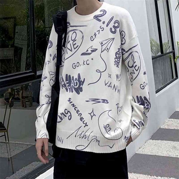 

men's sweaters sweatshirt ins crew neck sweater korean fashion student printed t-shirt noo9, White;black