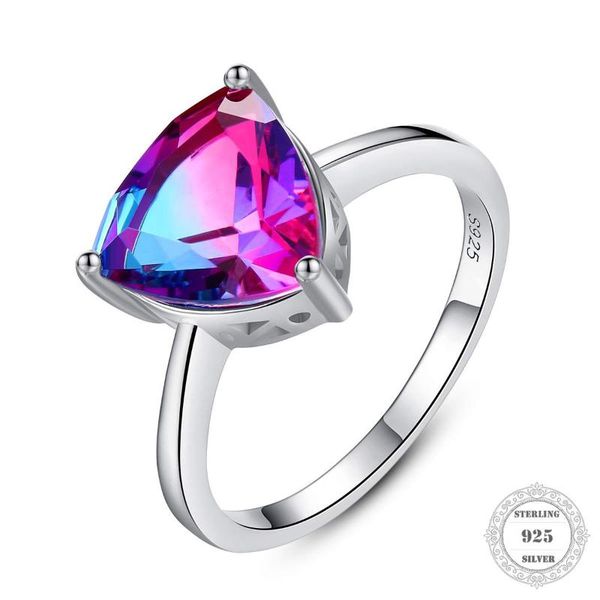 

cluster rings purple gradient blue gem ring, gift for women men,2021 style factory direct wholesale price 925 sterling silver jewel, Golden;silver