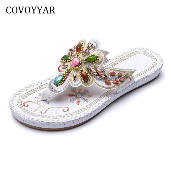 

bohemian beaded women flip flops fashion summer beach shoes ethnic colorful flowers sandals wss311, Black