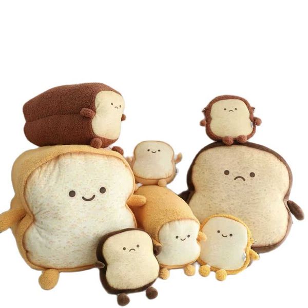 Engraçado emoção pão pão pelúcia brinquedo alimentos pelúcia pelúcia brinquedo simulação fatiado pão brinquedo almofada bolsa de ombro crianças saco de crianças brinquedos q0727