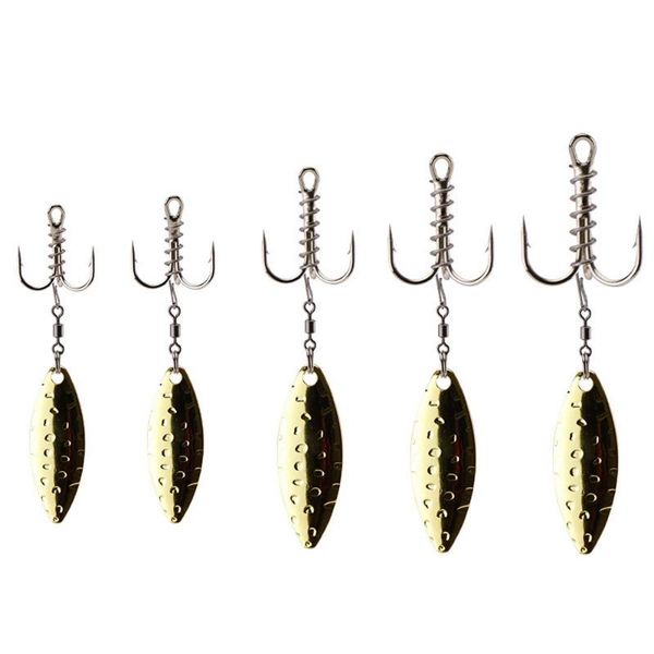 

fishing hooks 5pcs white nickel triple anchor hook with sequins lure high-carbon steel five colors antiseptic yj0010