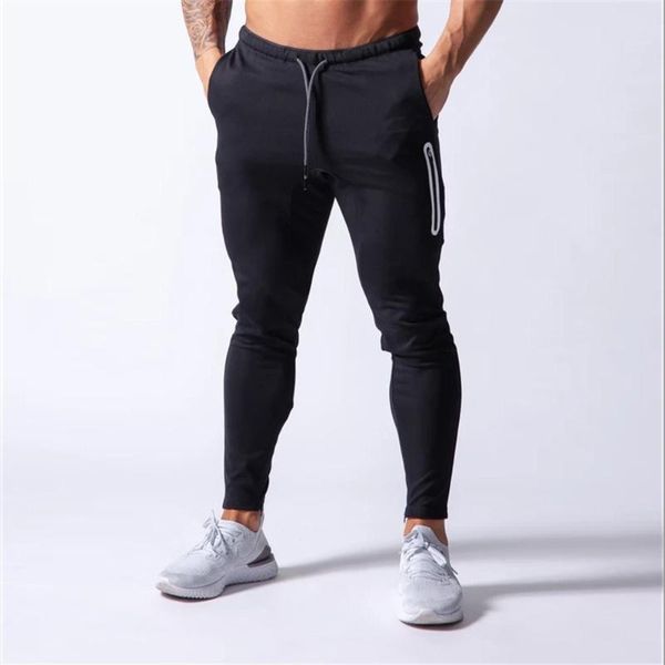 

men's sports pants slim stretch invisible zipper casual cotton velvet men, Black