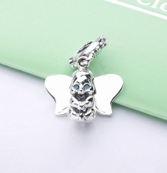 

2022 spring 925 sterling silver fly elephant pendant charm bead for european jewelry charm bracelets, Black