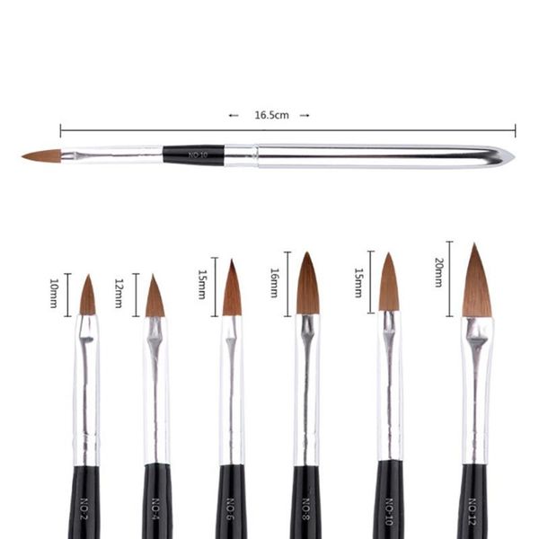 

6pcs/set nail brushes silver metal handle art builder crystal carve brush design for 3d pattern kits