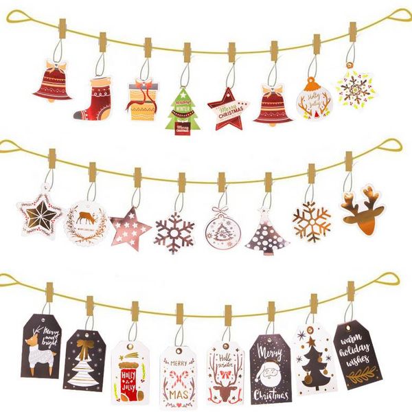 

12pcs/set merry christmas kraft paper card tags labels diy scrapbooking crafts hang christmas/wedding party favors sashes