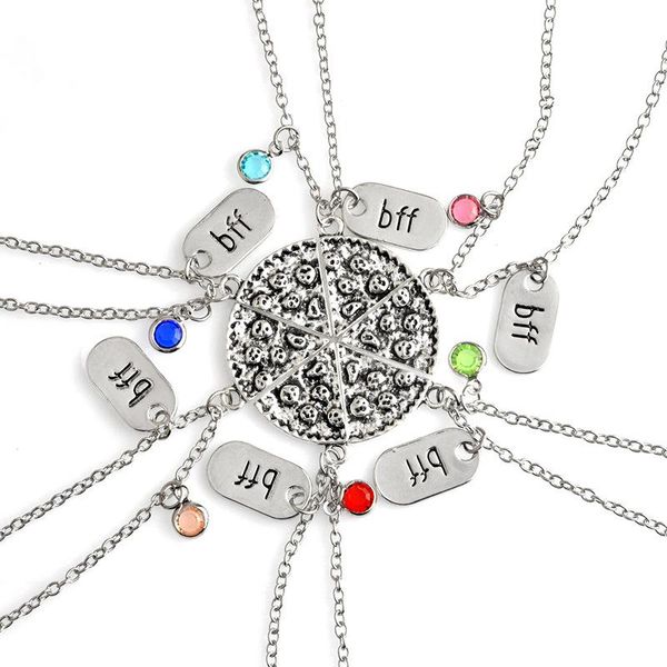 

chains friend 6 way split pizza necklace for women men christmas jewellery school children gift ideas, Silver