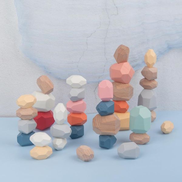 

novelty items wooden colored stone jenga kids building blocks funny educational toys baby play games wood toy children's birthday gift