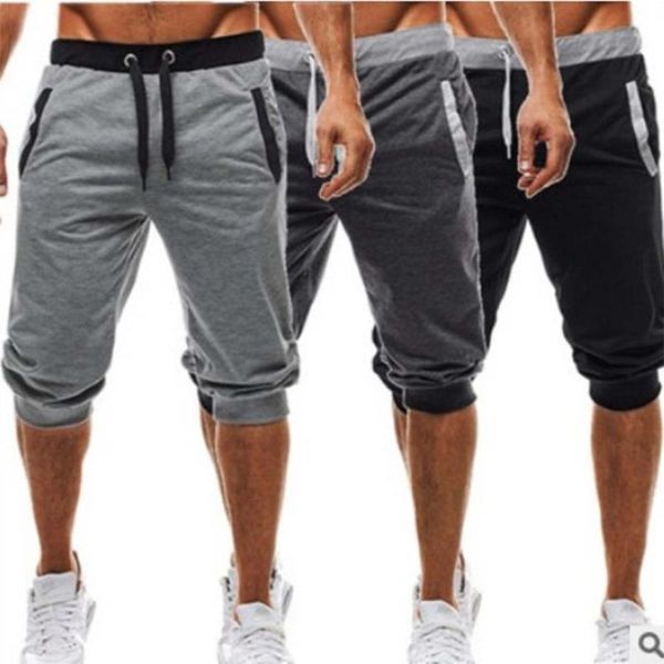 

men's shorts jogging 3/4 summer leisure gym fitness pocket workout sweatpants sportswear bottoms, White;black
