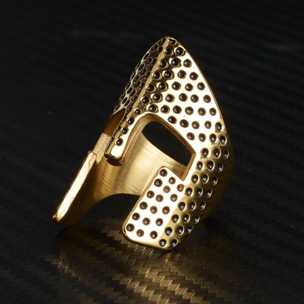 

cluster rings stainless steel retro mens ring punk style egyptian pharaoh mask helmet male accessories jewelry for party gift, Golden;silver
