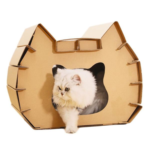 

cat beds & furniture detachable nest paper small dog kennel unique indoor warm soft pet house puppy kitten sleeping cave portable