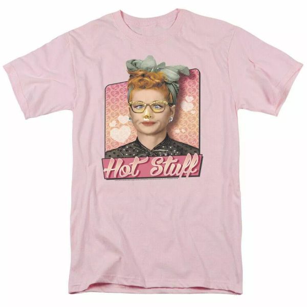 

i love lucy stuff logo t shirt lucy mens licensed classic tv light pink, White;black
