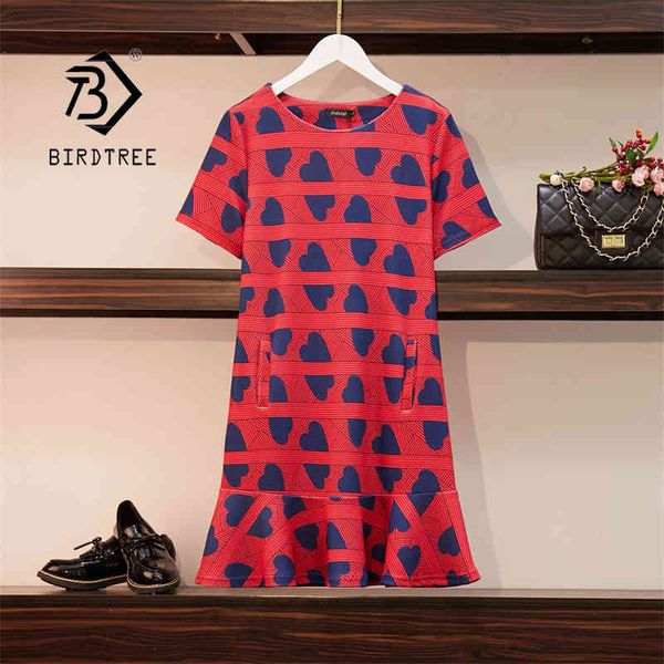 

summer women vintage plus size printed knee-length trumpet dress short sleeve o neck loose elegant high waist dresses d14605x 210419, Black;gray