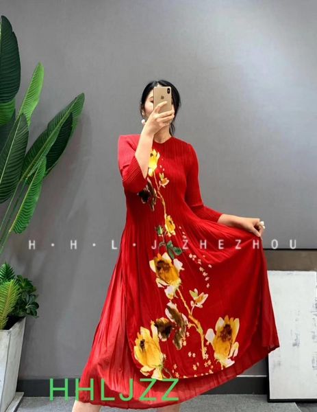 

dress miyake vintage print three quarter turtleneck v-neck fold, Black;gray