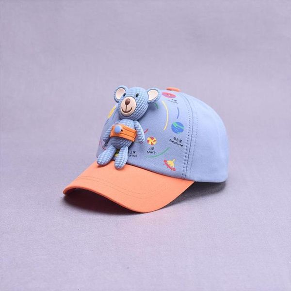 

cartoon bear cotton casquette baseball cap adjustable snapback hats for child boy and girl 68, Blue;gray