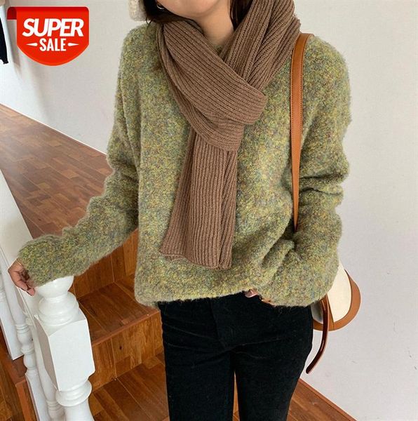 

huang zheng wool knit round neck drop shoulder sleeve sweater women korean loose casual women's m8399 #wj1r, Black;gray