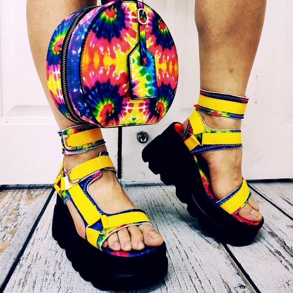 

leisure fashion ins for drop women casual shoes wedges heels print cosy platform summer sandals big size 43, Black